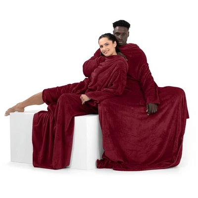 Decke mit Ärmeln Geschenke für Frauen und Männer 150x180 cm Bordeaux Microfas... - Bild 1 von 4