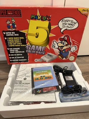 Super Nintendo console boxed - Marios 5 game value pack PAL  - Photo 1/4