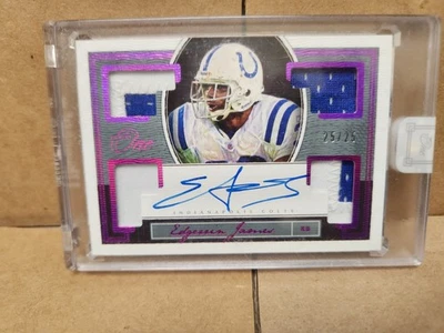 Panini One 2018 - Edgerrin James parche cuádruple en tarjeta auto-raro tinta roja/25 *SP 💎 Foto 1 de 2