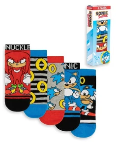 Sonic the Hedgehog Blue Sonic & Knuckles Calf Socks Set of 5 Boys - Picture 1 of 11
