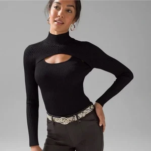Neu mit Etikett White House Black Market WHBM langärmliger Rollkragenpullover mit Cutouts Gr. M FX5 - Bild 1 von 21