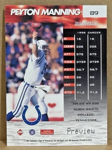 Peyton Manning 1999 Collector's Edge Fury Galvanized "Preview" #89 SP Variant - Picture 1 of 2