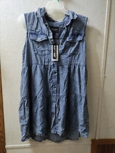 Velvet Heart Women's Denim Dress Large Tencel Sleeveless Los Angeles - Picture 1 of 9