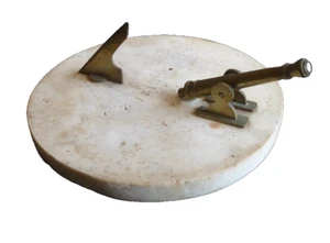 Canon de midi en marbre blanc gravé SUNDIAL CANNON marble and brass 19thc 19eme - Imagen 1 de 11