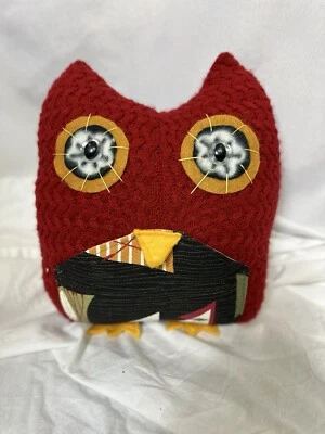 VINTAGE MULTICOLORED OWL THROW PILLOW - Image 1 of 4