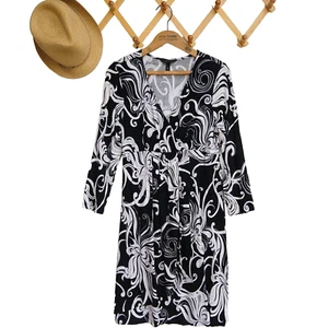Soma Intimates Nightgown Sleep Dress Size S Black White Print Soft Surplice - Picture 1 of 7