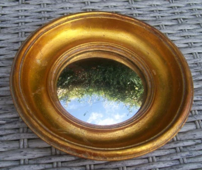 CLASSIC ANTIQUE DESIGN ROUND PORTHOLE CONVEX WITCHES FISHEYE MIRROR GOLD FRAME - Image 1 of 3