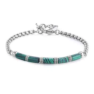 Sagapo Bracciale Uomo Acciaio Catena con Malachite Verde Collezione Riot SRT28 - Immagine 1 di 4