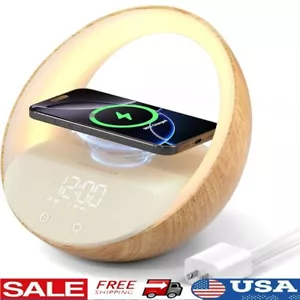Bluetooth Speaker Alarm Clock Wireless Charger Sunrise Light Night Lamp New - Picture 1 of 8