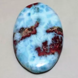 38 Ct 6X21X33 mm Natural Fossil Coral Blue Larimar Oval Cabochon Gemstone CI-595 - Picture 1 of 4