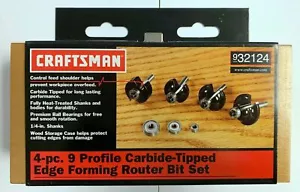 CRAFTSMAN 32124 4PC 9 Profile Carbide Tipped Edge Forming Router Bit Set - Picture 1 of 2
