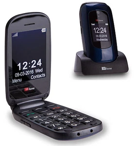 TTfone Lunar Big Button Simple Easy Flip Senior Mobile Phone (Blue) Basic SOS - Zdjęcie 1 z 11