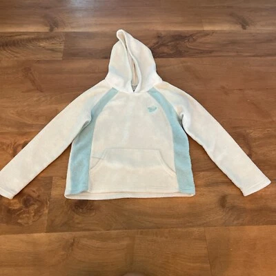 Размер большой винтажный старый темно-синий флис толстовка с капюшоном пуловер толстовка с белый Aqua GUC - Изображение 1 из 4