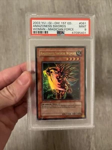 YUGIOH PSA 9 2003 Amazoness Swords Woman MFC-061 Ultra Rare 1st Edition - Picture 1 of 8