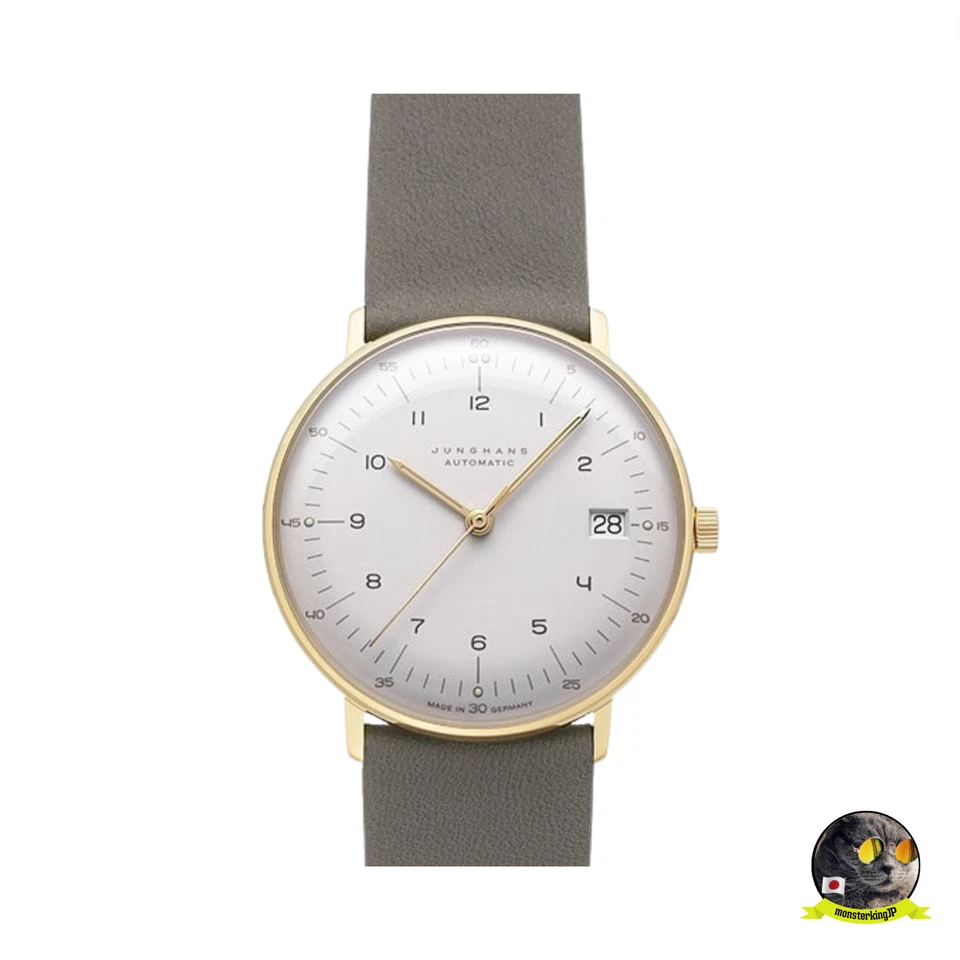 JUNGHANS Max Bill Automatic 027/7108.02 Gold Case 38mm Leather Watch Outlet