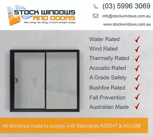 NEW Aluminium Sliding Door 2100h x 2410w BLACK / WHITE / MONUMENT IN STOCK NOW - Picture 1 of 4