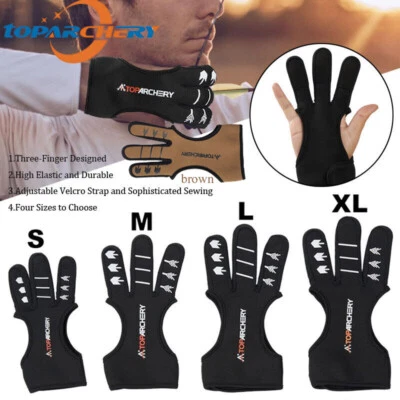 S M L XL Archery Finger Guard 3 Finger Glove Protector Gear Bow Shooting Hunting - Image 1 of 4