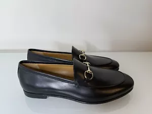 NEW $990+ GUCCI JORDAAN BLACK LEATHER LOAFER SHOE US 7.5 EU 37.5 - Picture 1 of 9
