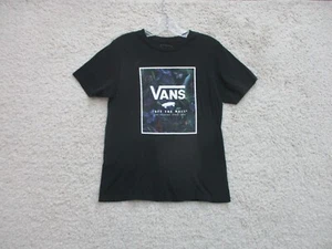 Vans Shirt Medium Youth Black Custom Fit Spell Out Logo Skateboard Casual Boys M - Picture 1 of 11