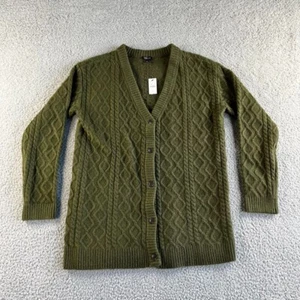 Neu mit Etikett Talbots Cardigan Pullover Damen klein grün Wolle Alpaka Zopfmuster V-Ausschnitt - Bild 1 von 15