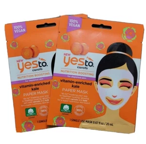 2X YES to Carrots Vitamin Enriched Kale PAPER MASK vegan Nutrition Boosting - Picture 1 of 4