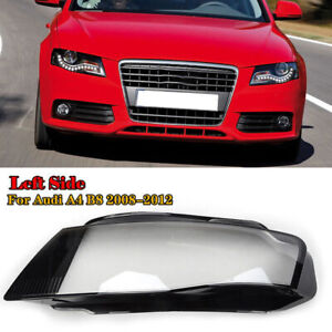 Left For 2008 2009 2010 2011-2012 Audi A4 B8 Headlamp Cover Headlight Lens Cover