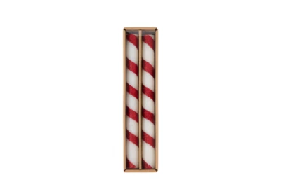 Mudpie - Red Stripe Taper Candle Set - 49800256RS - Image 1 of 2