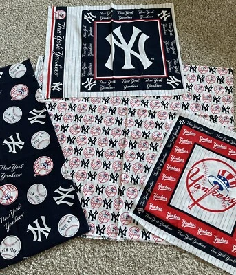 New York Yankees vintage cotton fabric Pillow Panels rare Lot - Image 1 of 4