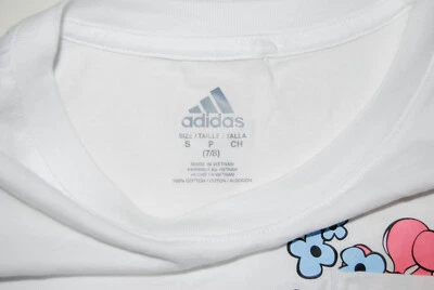 Camiseta Adidas Niñas Blanca 100% Algodón Flor Bolsillo SS NUEVA CON ETIQUETAS Talla S Foto 1 de 4