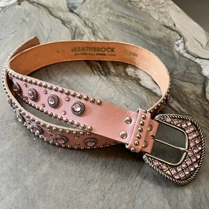 Leatherock Pink Leather Crystals & Stud Belt - Size (Medium) M34 - Picture 1 of 12