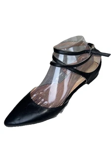 Cantarelli elegante Damenschuhe Leder schwarz flache Wickelriemen 39 - Bild 1 von 11