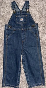 24M Carhartt Denim Overalls Baby Toddler 24 Months Blue Jeans EUC - Picture 1 of 6
