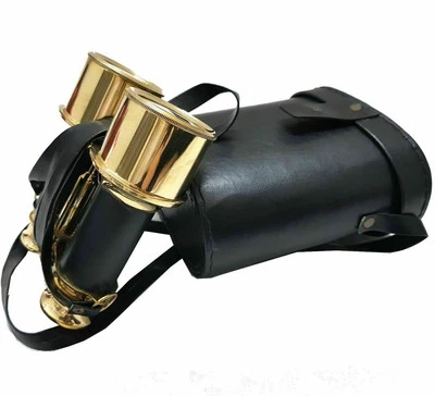 Nautical Marine Brass Leather Ship Pirates Binocular With Leather Case Gift - Image 1 of 4