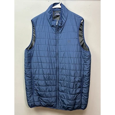 Chaps Puffer Vest Mens Large Tall Blue Full Zip Casual Quilted Packable Pockets - Image 1 of 4