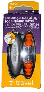 pluggerz TRAVEL Earplugs & Case Unique Filtered Earplugs 1 Reusable Pair w/ case - Picture 1 of 2