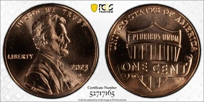 2023-D Lincoln Shield Cent - PCGS MS67+ GS - PCGS Population of 3 - Nice! 7165 - Image 1 of 4