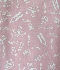 1/2 yd x 44" w PINK Baby Girl Nursery Screen Print Cotton Quilt Craft Fabric PSE - Picture 1 of 2