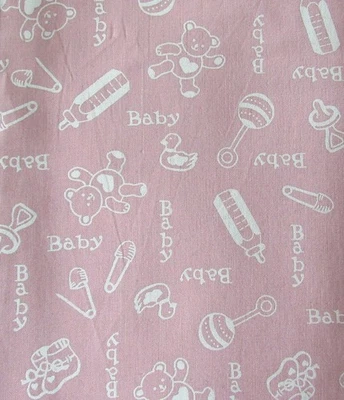 1/2 yd x 44" w PINK Baby Girl Nursery Screen Print Cotton Quilt Craft Fabric PSE - Image 1 of 2