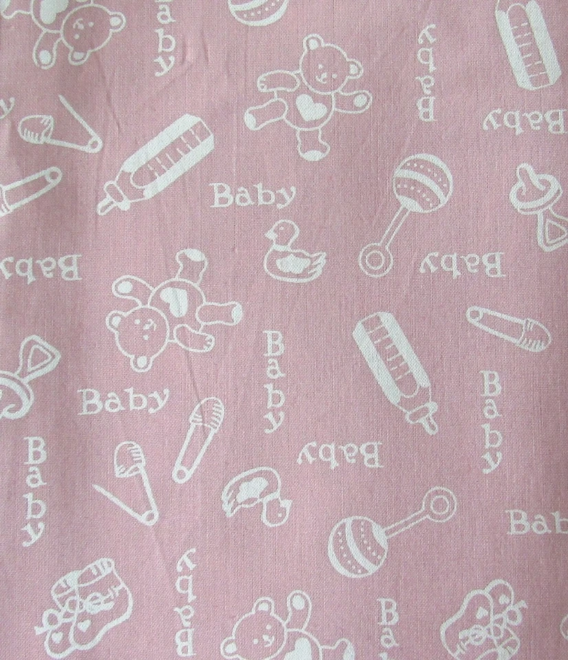 1/2 yd x 44" w PINK Baby Girl Nursery Screen Print Cotton Quilt Craft Fabric PSE - Image 1 of 2