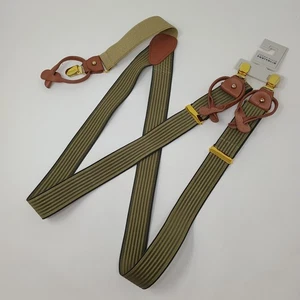 PERRY ELLIES PORTFOLIO Hosenträger Grün Schwarz Liniendesign Gold Clips Braun Neu mit Etikett - Bild 1 von 9