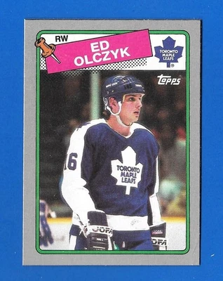 #G ED OLCZYK 1988-89 TOPPS BOX BOTTOM MAPLE LEAFS HAND CUT - Image 1 of 2