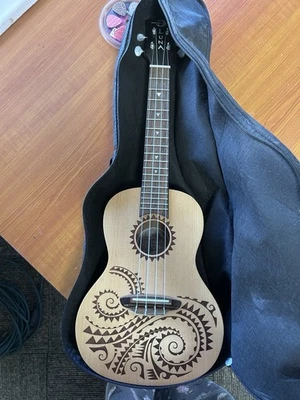 luna spruce tattoo ukulele; comes with case and ukulele picks - Image 1 of 3