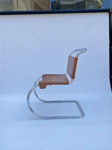 Mies van der Rohe MR10 Dining Chair 1960s Midcentury Chrome Leather Art Deco - Picture 1 of 12