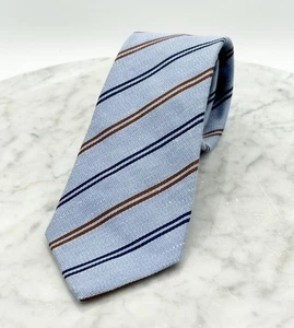 Banana Republic Krawatte blau braun gestreift Seide Leinen Hochzeit Business 3 Zoll - Bild 1 von 4