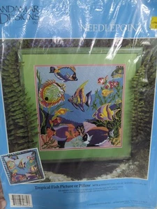 Candamar 14x14 Something Special Needlepoint Tropical Fish Picture Pillow 30731 - Picture 1 of 8