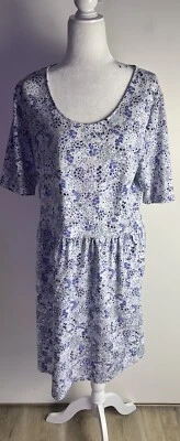 Lands End Empire Waist Floral Jersey Modal Blend Stretch Sz L  14/16  Dress - Image 1 of 4