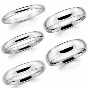 Solid 10K White Gold 2mm 3mm 4mm 5mm 6mm Comfort Fit Men Women Wedding Band Ring - Picture 1 of 12