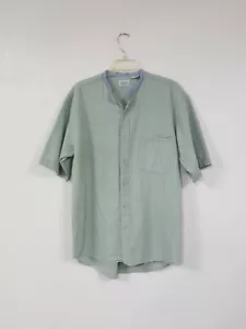 Vintage Bugle Boy Seer Sleeper Style Green Stripe Button Up Pocket Shirt Mens L - Picture 1 of 7