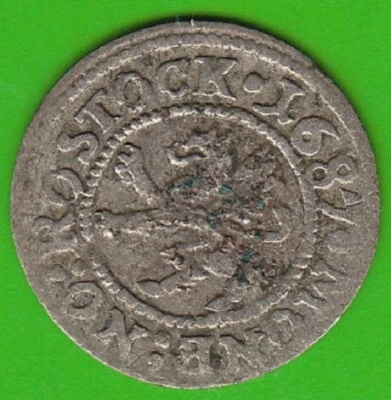 Rostock Schilling 1687 Very Nice Very Rare Variant nswleipzig - Image 1 of 2