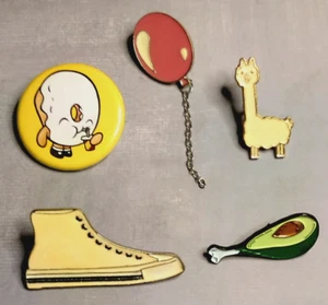 LINDO Lote Pinback ~ Donut / Globo / Zapatilla / Aguacate / Llama - Imagen 1 de 2